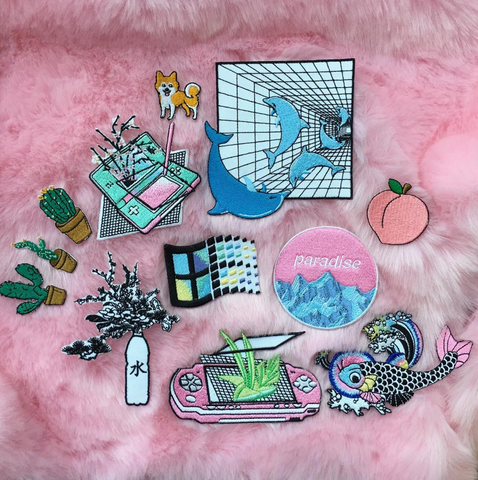 KOKO PROMOTION IRON ON Embroidery patch- VAPORWAVE GRUNGE SET