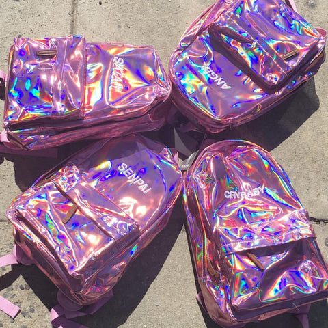 SAMPLE SALE -Tumblr Aesthetic PINK HOLO SENPAI,SATAN, CRYBABY, ANGEL