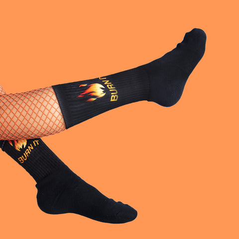 KOKO - KOKO - GRUNGE "BURN IT"- "DON'T PLAY WITH ME BOY"  SOCKS (MADE IN USA- SWEATSHOP FREE)