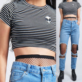 Alien stripe Crop Top -HIGH QUALITY COMBED COTTON