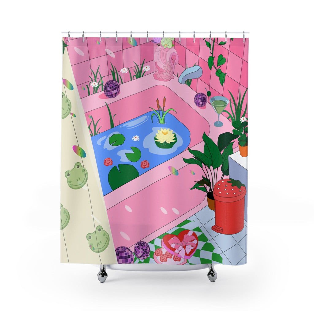 Froggy Disco Bathroom Poster Shower Curtains