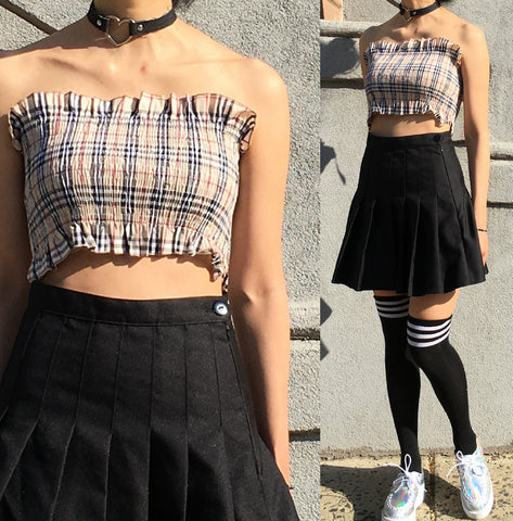90S KID PLAID TUBE TOP