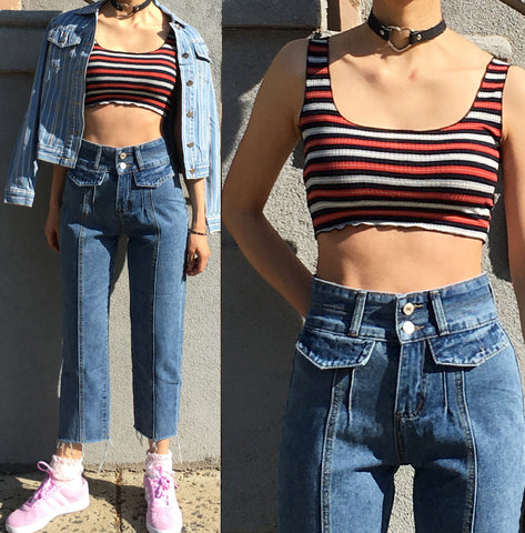 90S KID STRIPED CROP TANK TOP