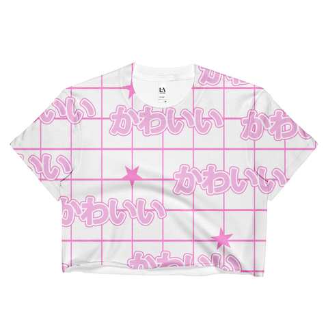NEW 2017 SUMMER KAWAII GRID CROP TOP -MADE IN USA (SWEATSHOP-FREE)