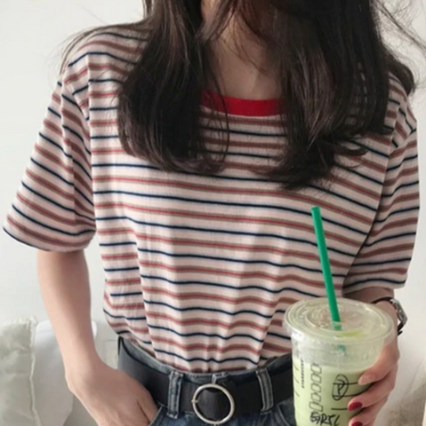 NEW - 90s KIDS - UNISEX STRIPED LOOSE TEE - ULTRA SOFT