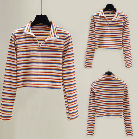 2020 NEW BEE HAPPY RAINBOW COLLECTION - CROP TOP ZIP UP