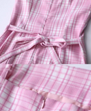 TUMBLR SOFT KWAII GRUNGE 90S KIDS PINK PLAID DRESS