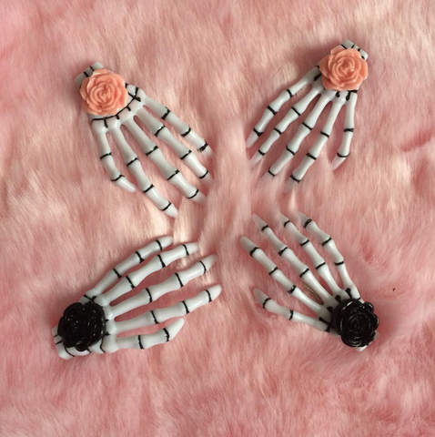 ROSE SKELETON PASTEL GOTH HAIR CLIP