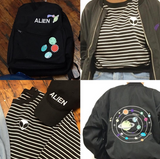 New! Alien crop top 3/4 length sleeve sweater
