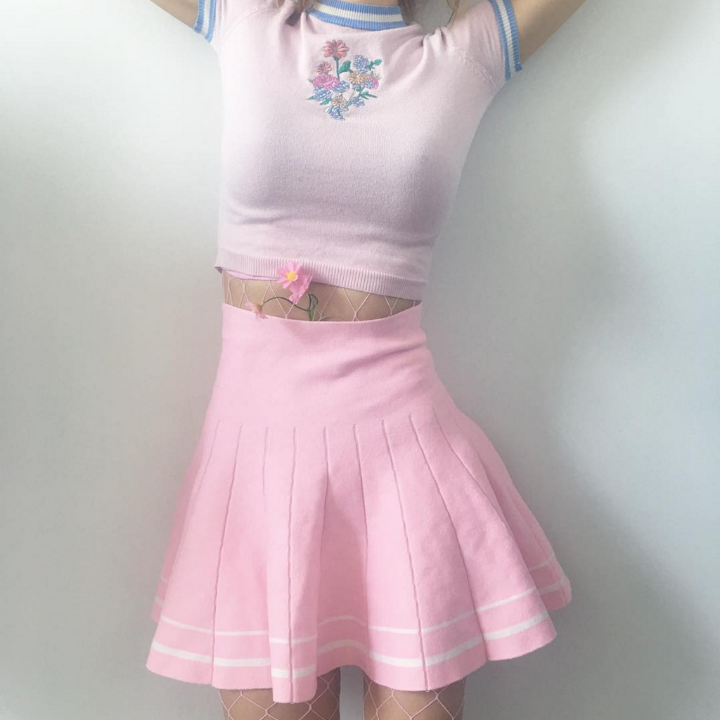 SAMPLE  KAWAII HOT PINK Tumblr High Waisted Skirt