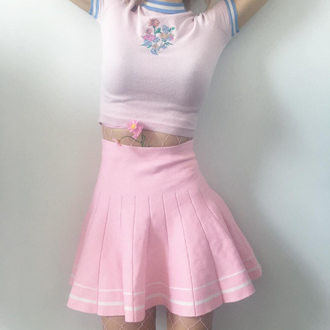 SAMPLE  KAWAII HOT PINK Tumblr High Waisted Skirt