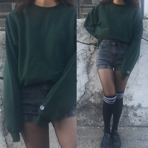 NEW - 90s look Grunge GREEN sweatshirt over size - CHAMPION BRAND