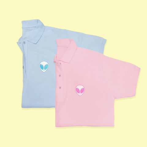 KOKO-alien head 90s grunge embroidery polo shirt