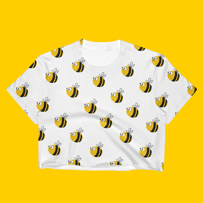 NEW 2018 BEE HAPPY  CROP TOP -MADE IN USA (SWEATSHOP-FREE)