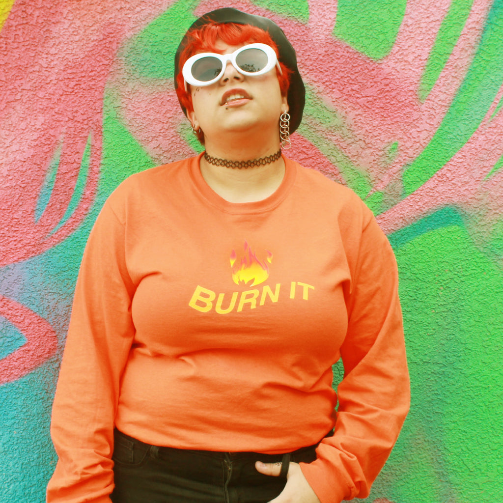 BURN IT LONG SLEEVE  SMALL TO PLUS SIZE