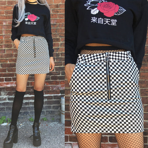 90S KIDS- CHECKER A-LINE SKIRT