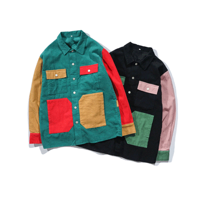 90s kids color block Unisex Button UP Shirt