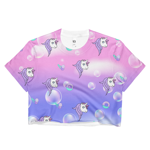 NEW 2017 SUMMER UNICORN BUBBLE CROP TOP -MADE IN USA (SWEATSHOP-FREE)