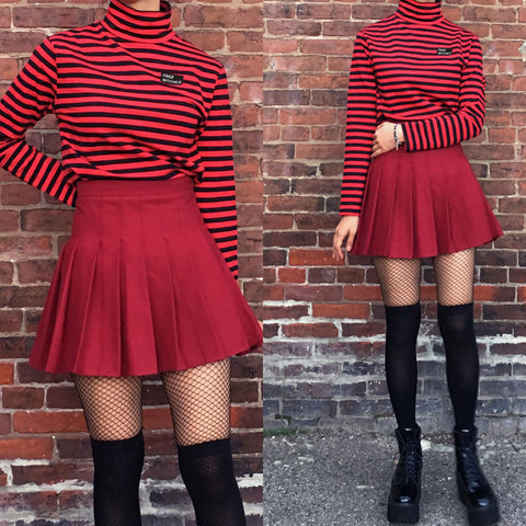 FAKE BITCHES COLLECTION - STRIPED TEE + WINE SKIRT SET
