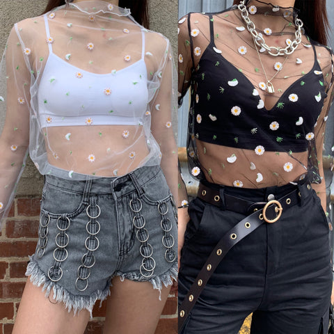 2019 SHEER FLOWER TOP