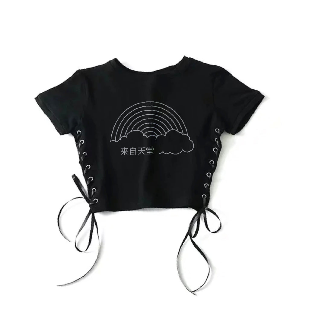 2019 Fall Winter New Collection- From Heaven lace up crop top