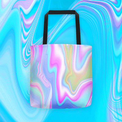 HOLO MARBLE PRINT TOTE BAG - SWEATSHOP-FREE, MADE IN USA