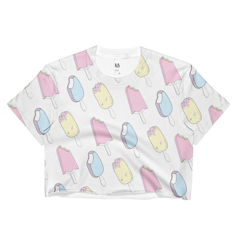 NEW 2017 SUMMER ICECREAM ALL OVER CROP TOP -MADE IN USA (SWEATSHOP-FREE)