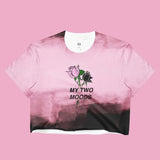USED- TWO MOODS COLLECTION- PINK BLACK CROP TOP -MADE IN USA (SWEATSHOP-FREE)
