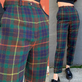 Limited Item - Quality Japanese Vintage Plaid Green WOOL Trousers