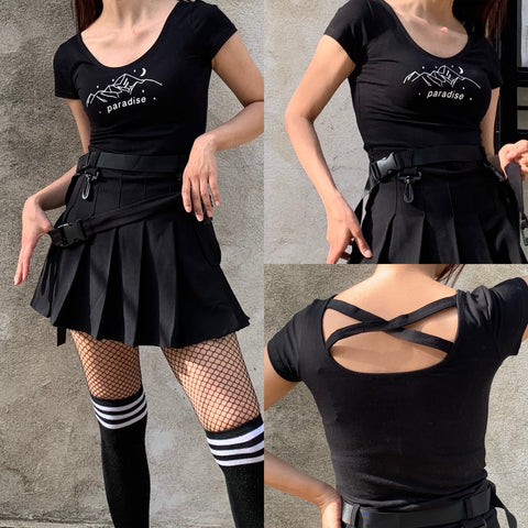 2019 Fall Winter New Collection-PARADISE Cross strap top