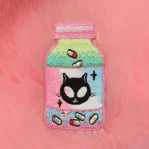 Alien Cat Chill Pill Iron-on Patch