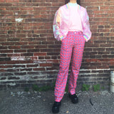 NEW! 90S GRUNGE HOT PINK Plaid High waist Trousers