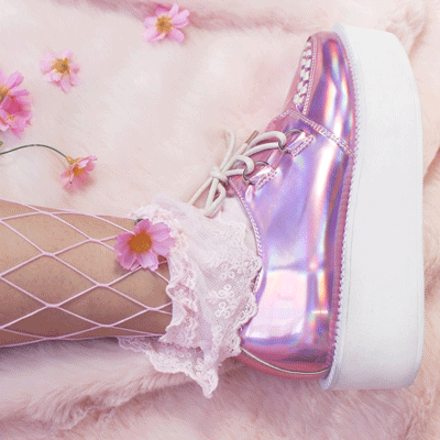 SPECIAL LIMITED ITEM -HOLOGRAM-AESTHETICS-TUMBLR HOLO SILVER CREEPERS