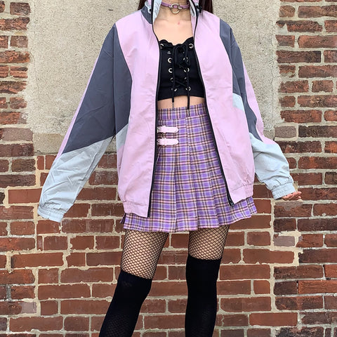 2019 NEW COLOR BLOCK "I PURPLE U" UNISEX VINTAGE STYLE 90S JACKET