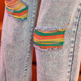 HARAJUKU LOVE IS LOVE Rainbow Ripped Jeans