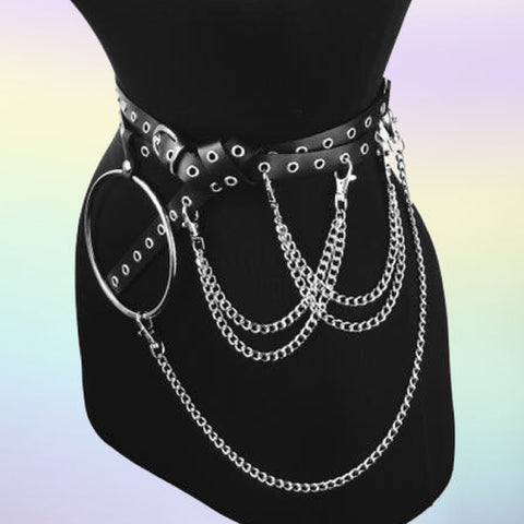 90S Grunge Goth EYELET BUCKLE RING BELT