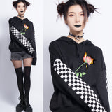 MY LIOVE IS ON FIRE -90s Checkerboard CROP jumper
