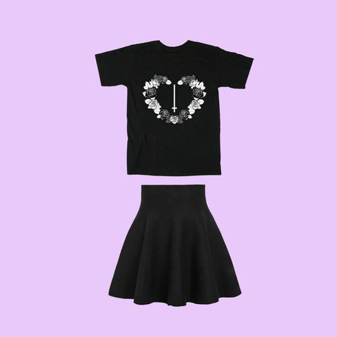 GOTH ROSE HEART set