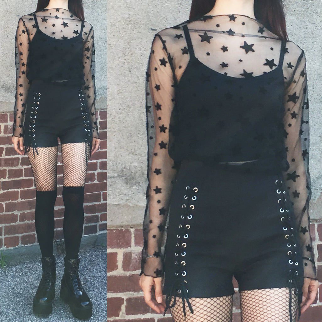 2019 LACE UP GOTH SHORTS