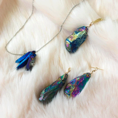 HOLO MARBLE Crystal necklace + earring set