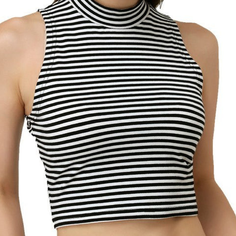 STRIPED TURTLENECK CROP TOP