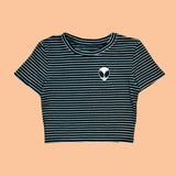 Alien stripe Crop Top -HIGH QUALITY COMBED COTTON