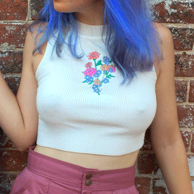 Soft grunge flower koko crop top