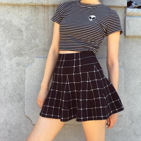 SOFT GRUNGE-GRID SKIRT