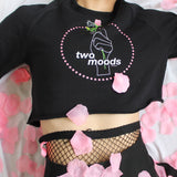 NEW!-two moods tumblr grunge rose neon sign - FLEECE CROP TOP (MADE IN USA- SWEATSHOP-FREE)