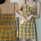 TUMBLR SOFT GIRL - VINTAGE STYLE PREPPY PLAID Yellow DRESS