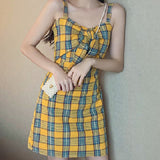 TUMBLR SOFT GIRL - VINTAGE STYLE PREPPY PLAID Yellow DRESS